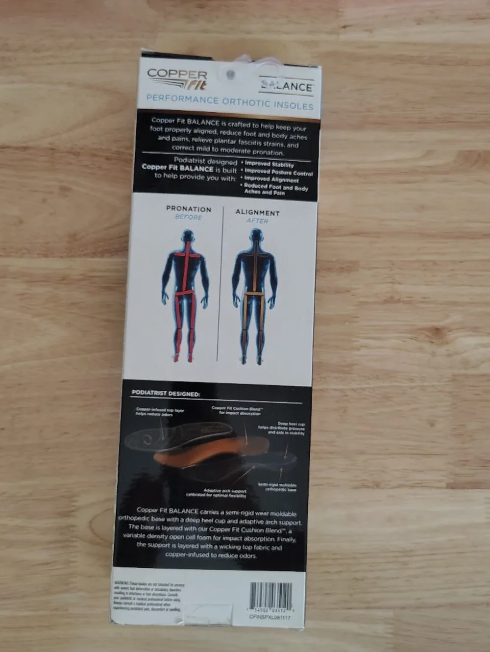 New Copper Fit Balance Performance Orthotic Insoles - Size X-Large (See Pics)